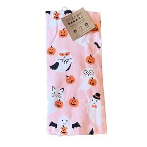 🩷🎃 PASTEL PINK Smiling Ghosts + Pumpkins Kitchen Towel Set Halloween NEW